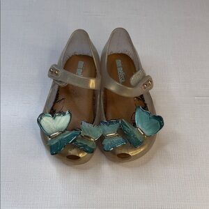 Mini Melissa Gold/Teal Butterfly Shoes